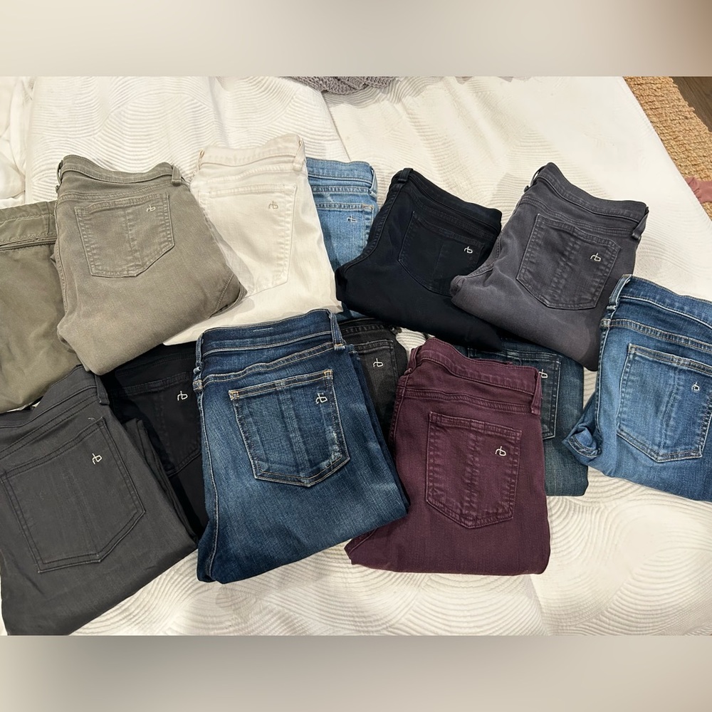 13 pair of rag & bone jeans, size 27 & 28